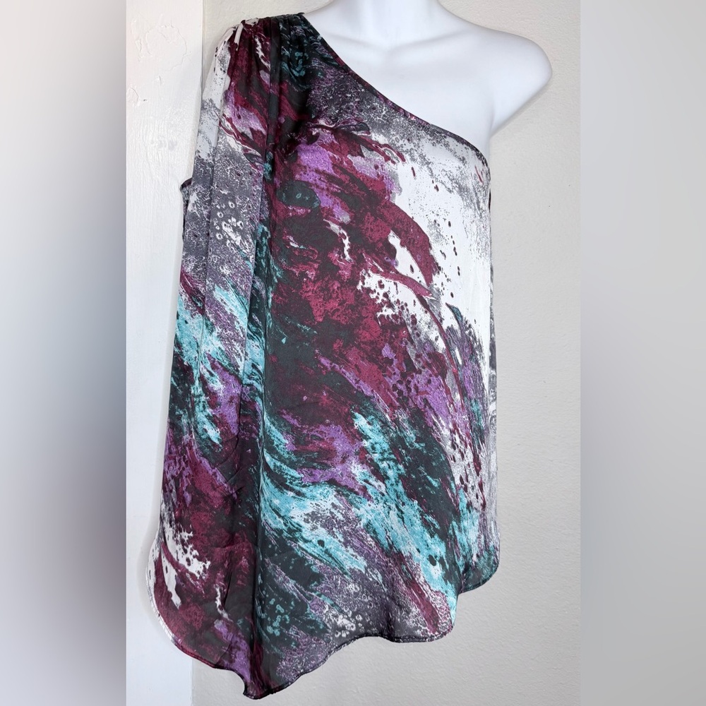 Bisou Bisou one shoulder print blouse women XS